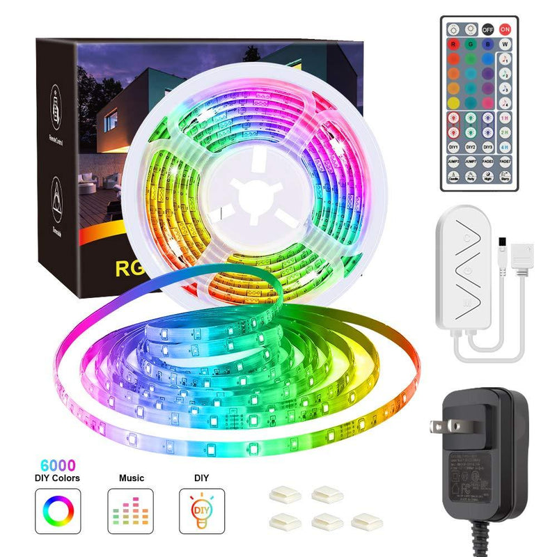 [AUSTRALIA] - Speclux 16.4ft LED Strip Lights, SMD 5050 Flexible LED Lighting Strip, Music Sync Light Strip with 44Key Remote, Color Changing LED Rope Lights with 12V UL Listed Adapter for Party, Home Decoration 
