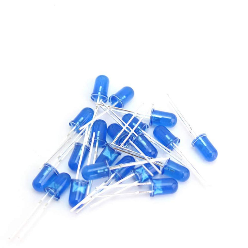 GFORTUN 100PCS 3mm LED Emitting Diode 20mA 2 Pin Round Head Colored Diffused Diodes Lights Bulb Circuit Lamps Electronic Indicator Light (Blue) Blue