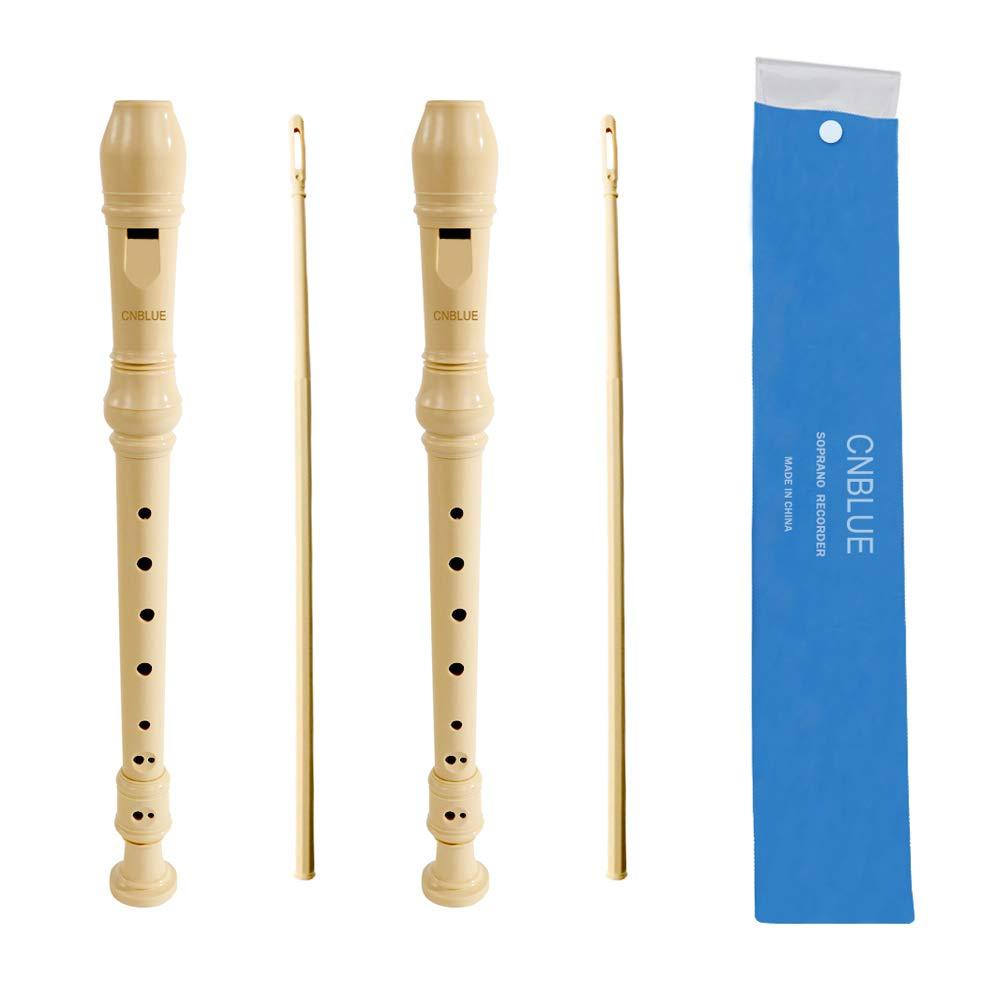 CNBLUE 2PCS Soprano Descant Recorder German Fingering recorder instrument for kids School Student with Cleaning Rod, Storage Bag