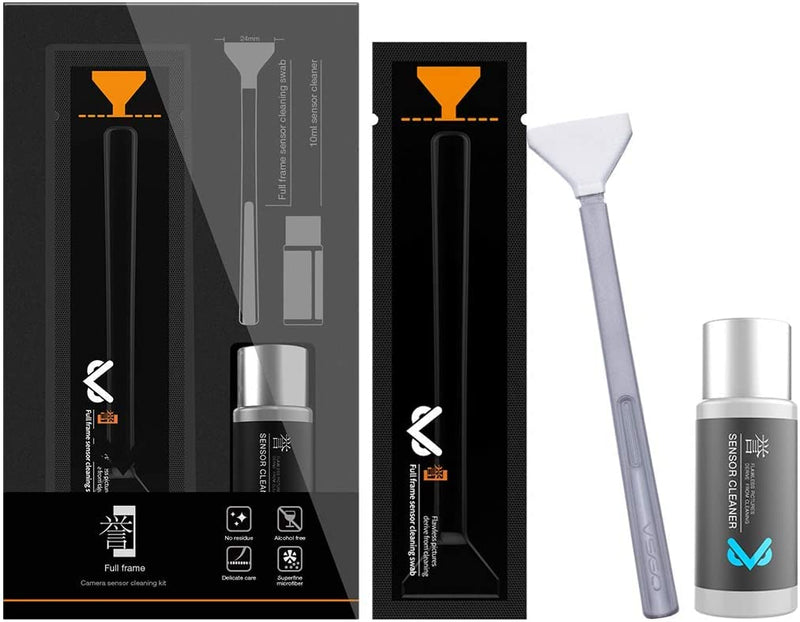 VSGO VS-S03E New Full Frame Camera Cleaning Kit 12pcs Sensor Cleaning Swab and 10ml Cleaner for Sony Nikon Canon FF CCD CMOS Clean