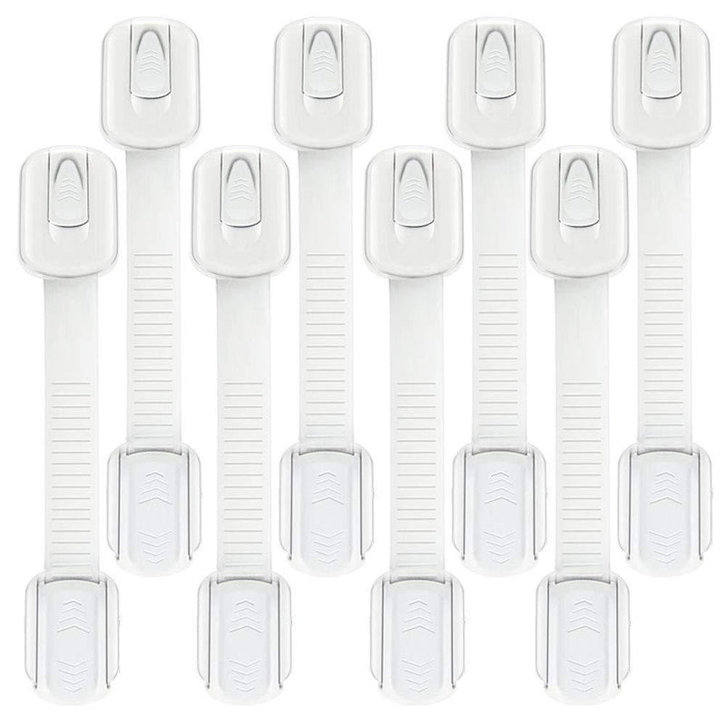 Child Safety Strap Locks, Baby Proofing Strap Locks, Cabinets, Drawers, Dishwasher, Toilet, Adjustable Toilets Seat Fridge Latche, 3M Adhesive No Drilling - 8 Pack
