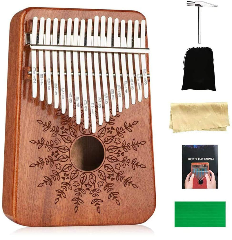 Kalimba 17 Keys Thumb Piano,Mbira Sanza Wood Finger Piano,Portable Musical Instrument with Tuning Hammer & Study Instruction,Gift for Adult Kids Beginners Professional