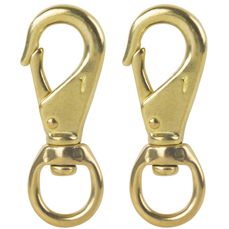AOWESM 3-1/4" Brass Snap Hook 3/4" Swivel Eye - Solid Brass Clips #1 - Bags, Belting, Leashes, Straps, Luggage, Leathercarft (Pack of 2)