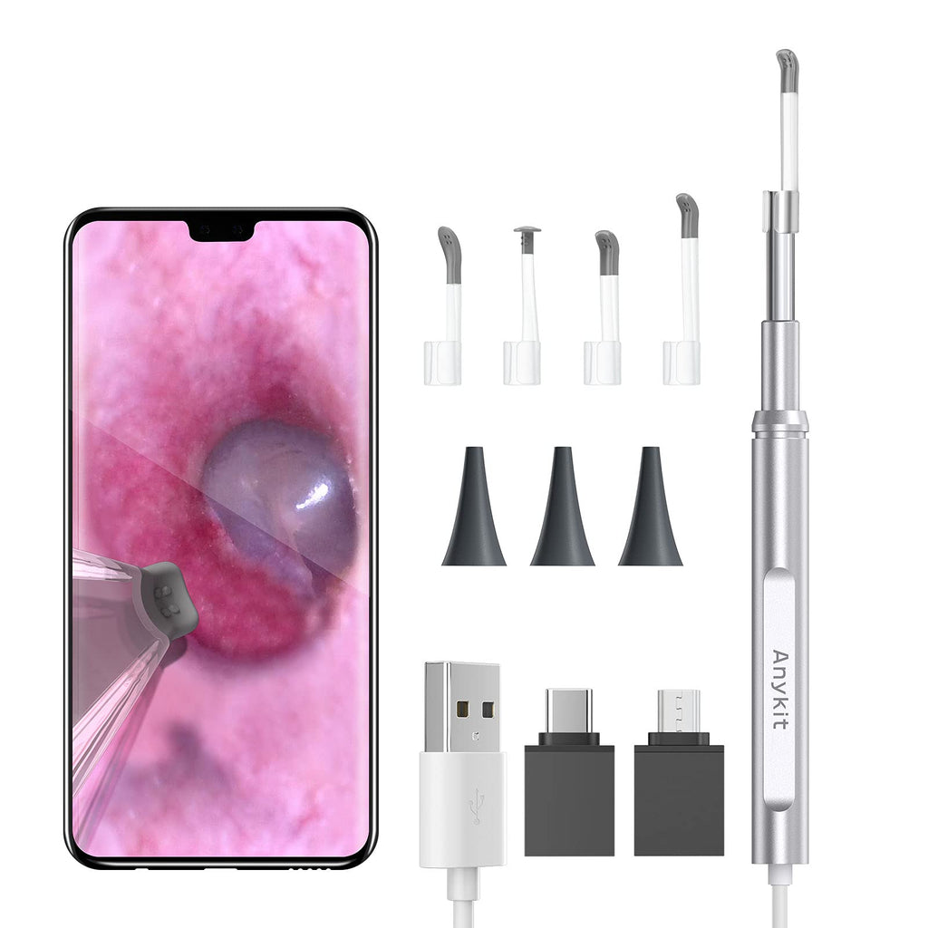 USB Otoscope-Ear Scope Camera, Anykit Ear Cleaning Camera for Android and PC, NOT for iPhone/iPad, HD Ear Endoscope with Earwax Cleaning Tool and 6 LED Lights for Ear Cleaning and Checking