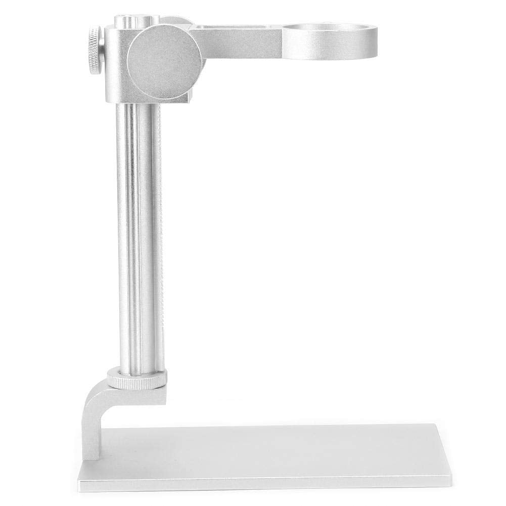 Microscope Stand, Aluminum Alloy Universal Adjustable Base Stand Holder Desktop Support Bracket, for 32-34mm in Diameter USB Digital Endoscope Microscope, Microscope Holder Accessory(White)
