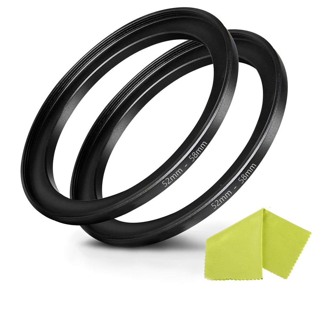 52mm-58mm Step Up Ring 52mm Lens to 58mm Filter[2 Pack], WH1916 Camera Lens Filter Adapter Ring Lens Converter Accessories