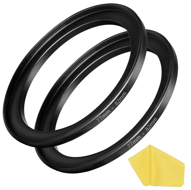 77mm-82mm Step Up Ring [77mm Lens to 82mm Filter] 2 Pack, WH1916 Camera Lens Filter Adapter Ring Lens Converter Accessories