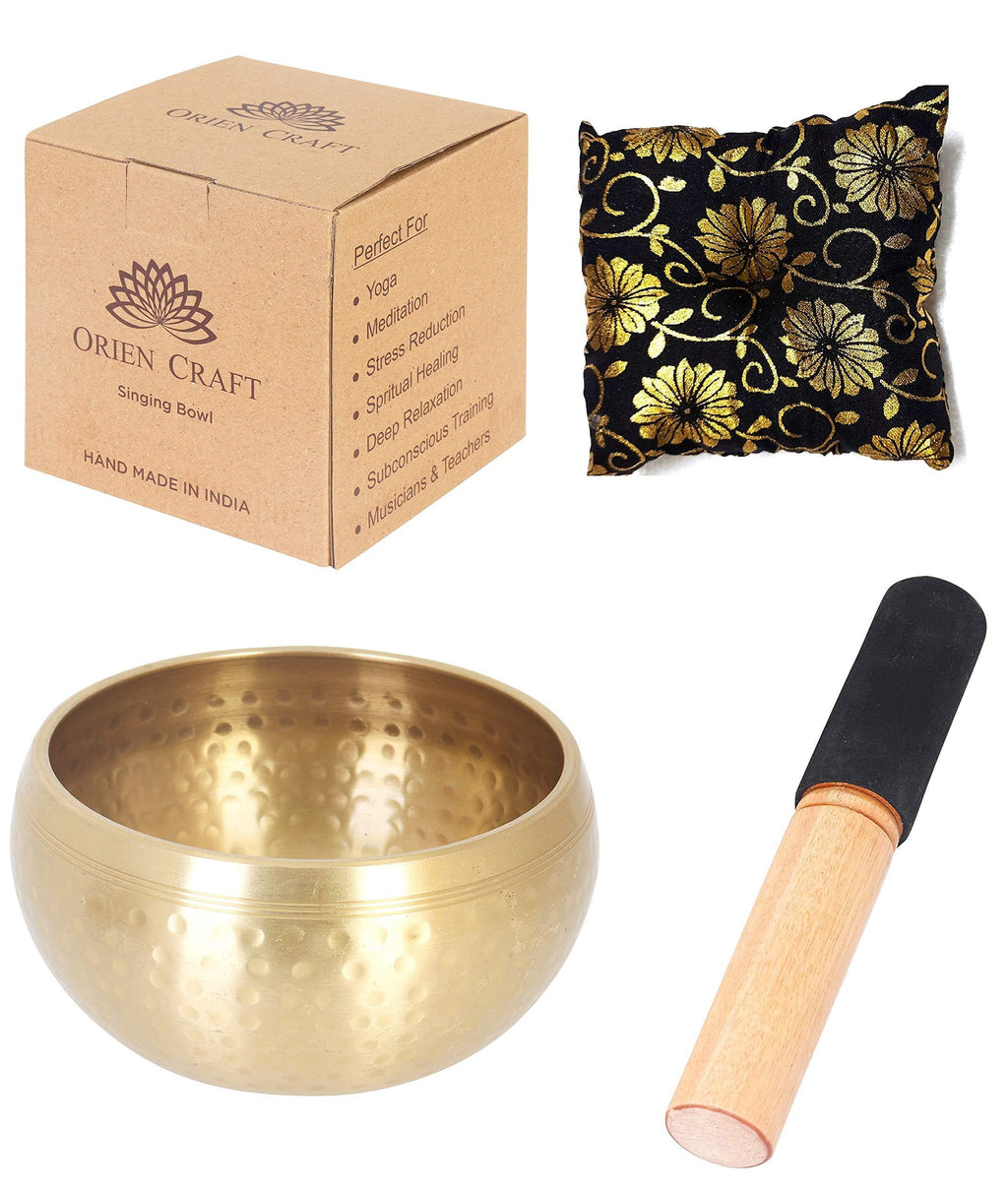 Orien Craft 4 to 4.4" inch Tibetan Singing Bowl Set- Himalayan Meditation Sound Bowl Chakra to Lowers Anger and Blood Pressure, Improves Circulation, Promotes Stillness, Happiness and Well Being