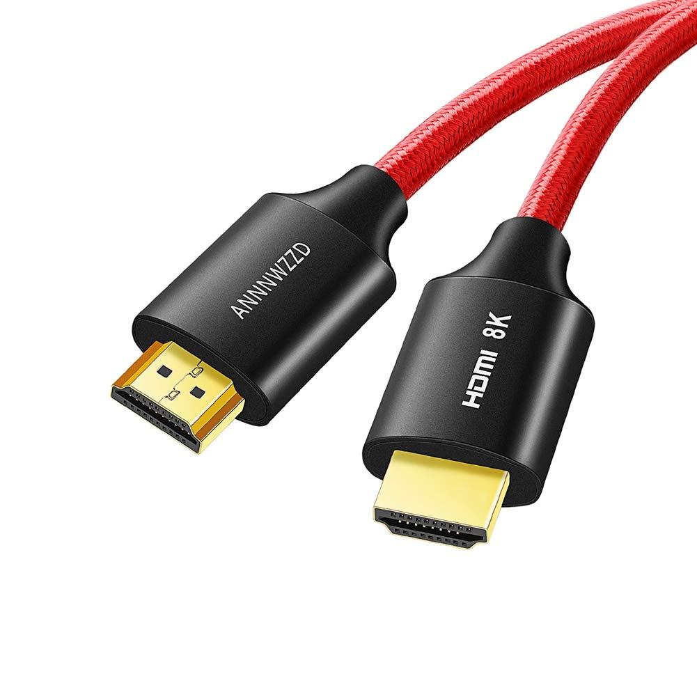 ANNNWZZD 8K HDMI Cable, HDMI 2.1 Cable High Speed 48Gbps 8K@60Hz (7680x4320) 4:4:4 HDR HDCP 2.2 e ARC PS4 Xbox (3ft, RED) 3ft