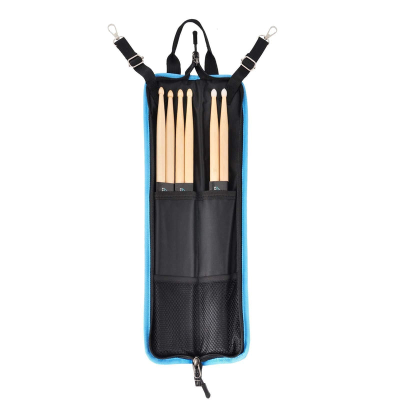 EASTROCK Drum Sticks Bag with 3 Pair Drumsticks,Floor Tom Hook,Carrying Strap for Drumsticks,Drum Key,Drum Wire Brushes,Mallets Black