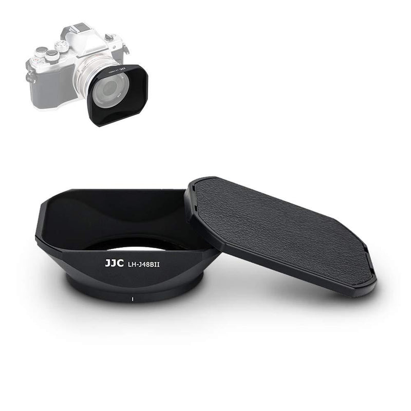 JJC Lens Hood Shade & Cap Replace Olympus LH-48B Hood for Olympus M.Zuiko Digital 17mm f/1.8 Lens Can Attach Ф46mm Filter & Lens Cap