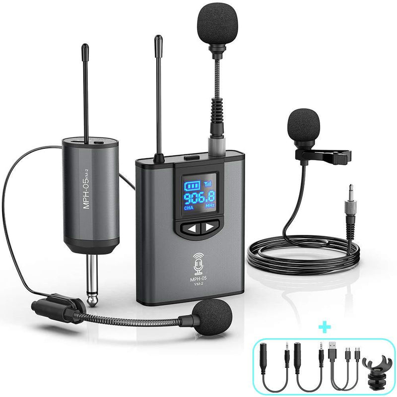 [AUSTRALIA] - UHF Wireless Headset Microphone for iPhone/Android/Camera/Computer Rechargeable Bodypack Transmitter & Receiver 1/4” Output for PA Speaker/Amp. 300ft Stand Mic/Lavalier Lapel Mic for Vlog/Record/Teach 