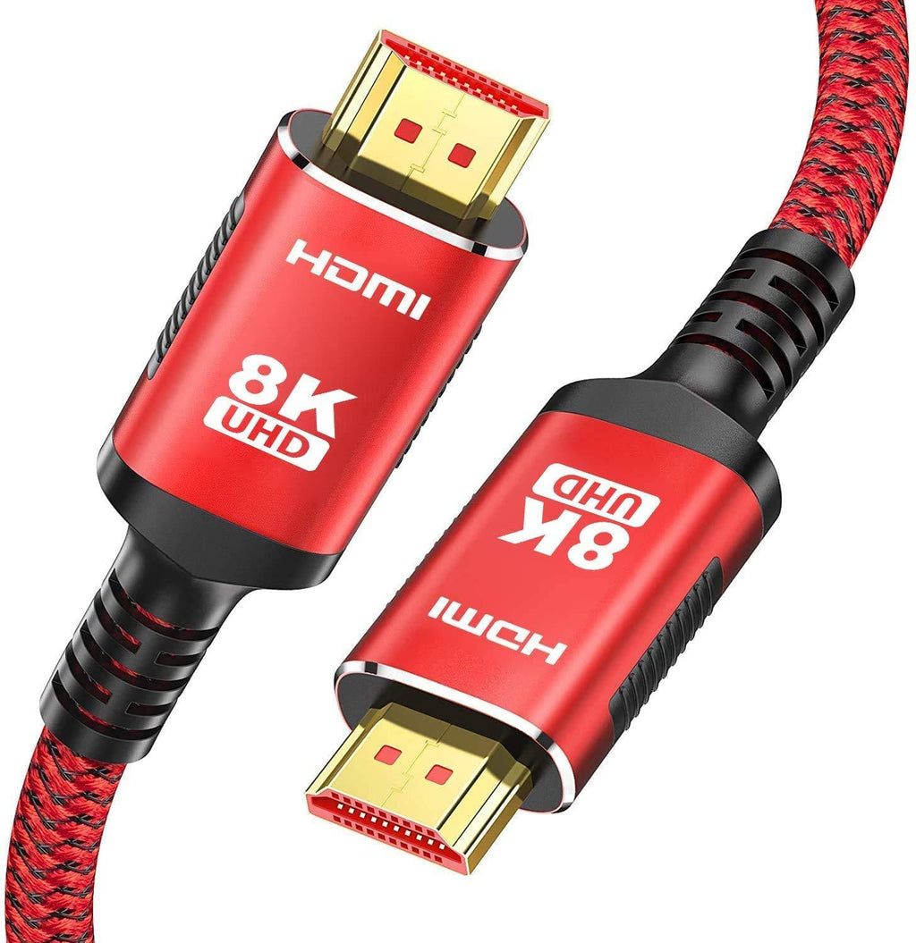 8K HDMI Cable 6.6 FT, Snowkids HDMI Cable Ultra HD Support High Speed 48Gbps, 8K@60Hz, Dynamic HDR, eARC, HDMI Braided Lead Compatible with 3D TV, Projector 6.6Feet