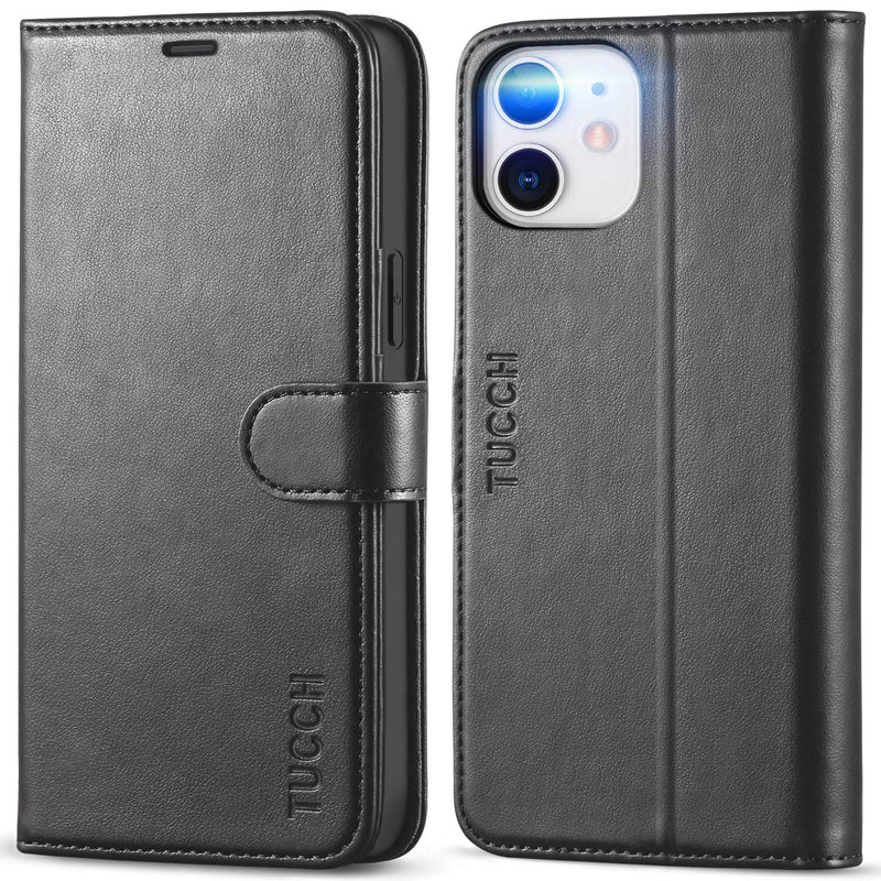 [AUSTRALIA] - TUCCH Wallet Case for iPhone 12 Pro/iPhone 12 5G, RFID Blocking Card Slot Stand [Shockproof TPU Interior Case] PU Leather Magnetic Protect Flip Cover Compatible with iPhone 12/12 Pro 6.1-inch, Black 