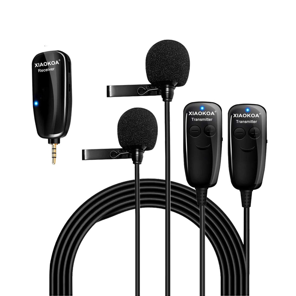 [AUSTRALIA] - UHF Wireless Lavalier Microphone,Dual Wireless Lapel Mic, 2 Wireless Mics & 1 Receiver, Professional Omnidirectional Recording Mic for iPhone,Android,Camera,PC,Ideal for YouTube,Interview,Live 