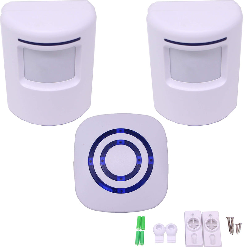 Door Alarm, Motion Sensor Alarm, Infrared Alarms Wireless, Home Security Sensors with Detect Alert Sensor and Receiver -38 Chime Tunes - LED Indicators,2 Sensors 1 Receiver 2 Sensors 1 Receiver