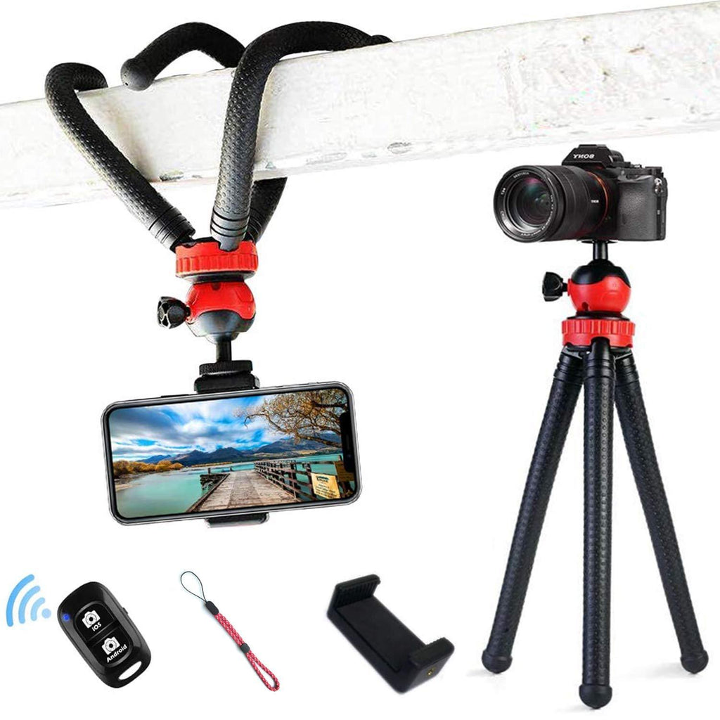 Phone Tripod, 360°Rotation with Wireless Remote, Flexible Portable Adjustable Tripod, Flexible Tripod Stand for Selfies/Vlogging/Photography, Compatible with iPhone, Samsung, Android