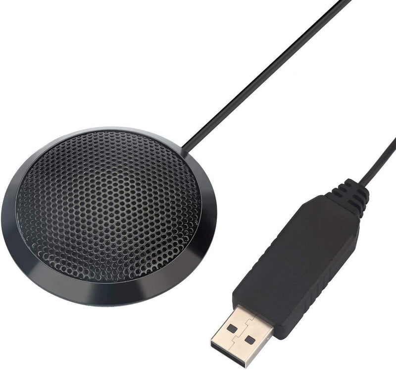 [AUSTRALIA] - USB Conference Microphone, USB Computer Microphone with 360°10ft Pickup Range, Omnidirectional Condenser Boundary Microphone for Recording, Video Meeting, Gaming, Skype, VoIP Calls (Windows/Mac) black 
