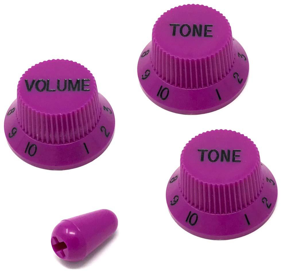 Vintage Forge Violet Guitar Control Knobs (1 Volume, 2 Tone, 1 Switch Tip) for Fender Strat Style Electric Guitars Fits USA (Imperial) Split Shaft Pots STKUS-VLT