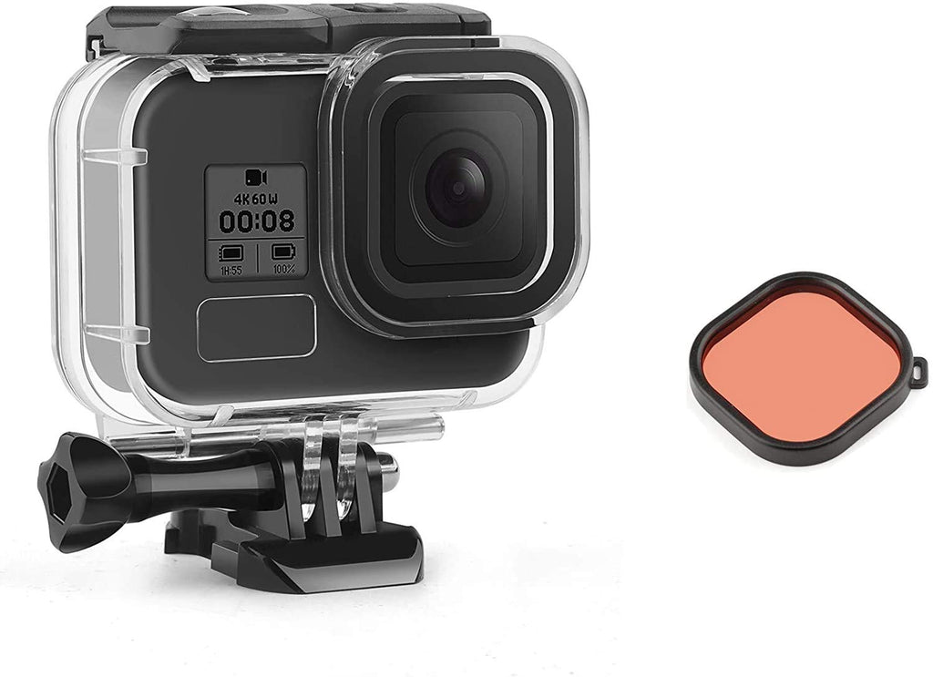 SHOOT Waterproof Housing Case for GoPro Hero 8,Waterproof up to 45M(147ft),with Red Filter