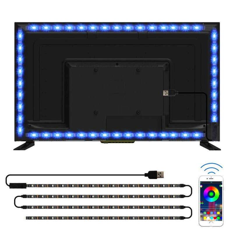 [AUSTRALIA] - TV LED Backlights, CT CAPETRONIX 6.56ft/2M USB RGB Strip Lights Kit, 5050 LEDs Lighting Music Sync Color Changing Strip with Manual or APP Control for iOS Android for TV/Monitor Sizes 14-34 inch 