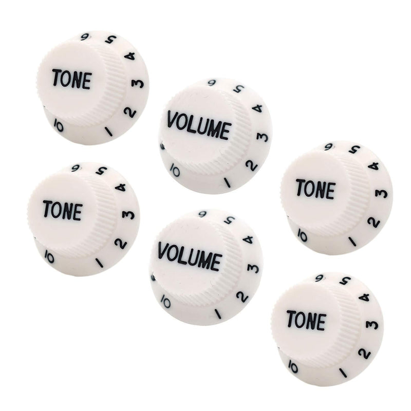 6 Pcs Guitar Knob Plastic Top Hat Guitar Volume Tone Control Knobs Amplifier Knobs for Strat Guitar White