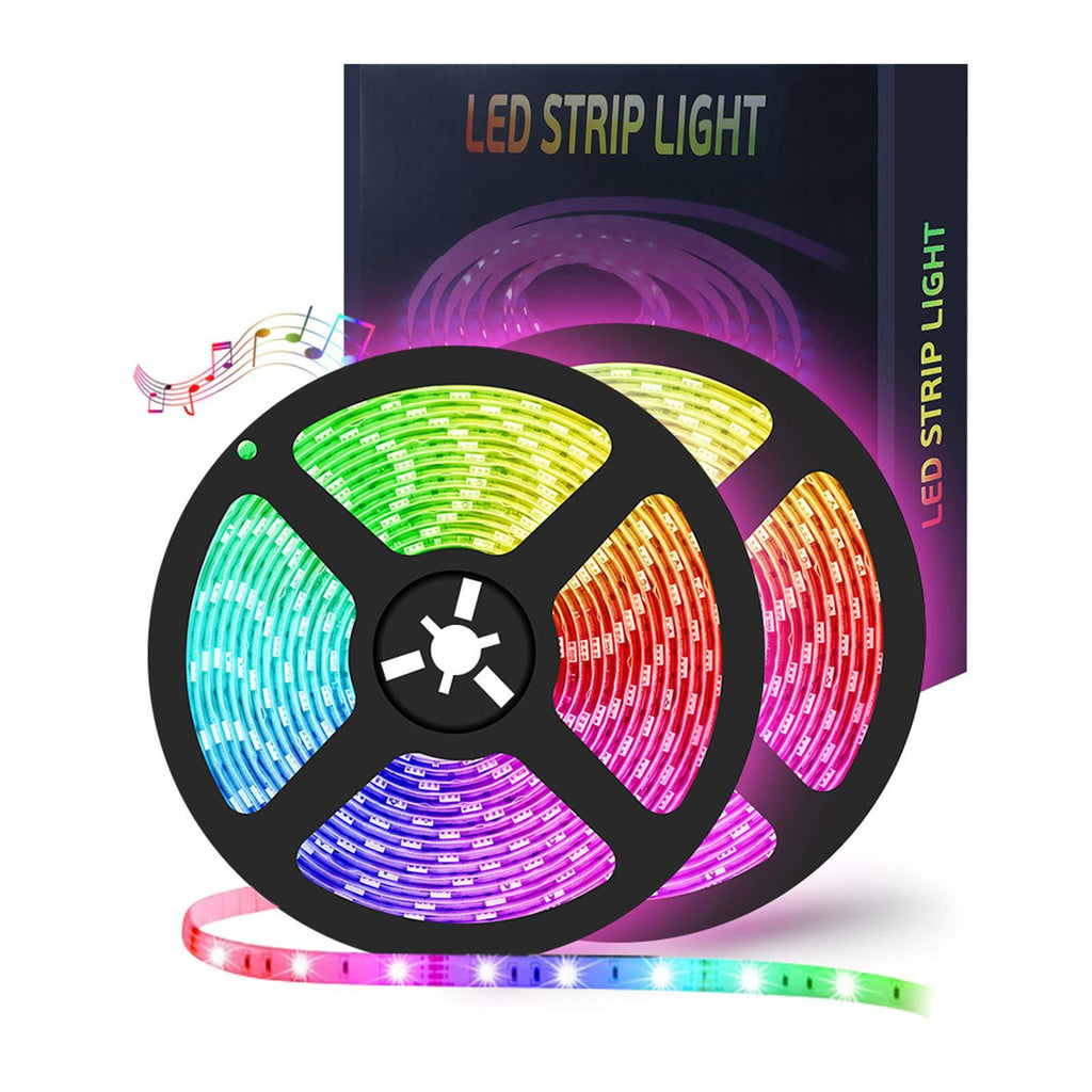 [AUSTRALIA] - LED Strip Lights, 5050 RGB Smart Color Changing Rope Lights 32.8ft 10m 2X16.4ft SMD Ultra-Long Led Lights with Bluetooth Controller Sync to Music Apply for TV 