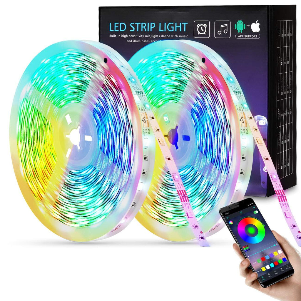 [AUSTRALIA] - LED Strip Lights,65.6ft RGB 5050 Led Lights for Bedroom,Long Color Changing Rope Lights with Smart App Bluetooth Controller,Remote Sync to Music Light for Room Kitchen bar Home TV 65.6ft (2x32.8ft) 