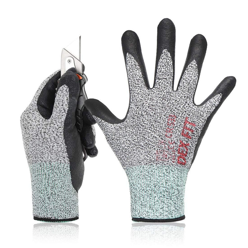 DEX FIT A2 Cut Resistant Gloves CR533, 3D Comfort Stretch Fit, Power Grip, Smart Touch, Thin & Lightweight, Durable Foam Nitrile Coating for Gardening & Mechanics, Gray X-Small 1 Pair X-Small(Pack of 2) Cr533 Grey 1pr