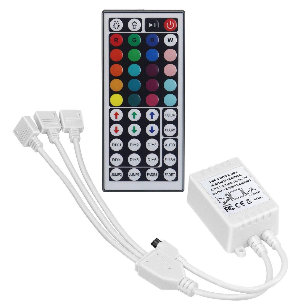 [AUSTRALIA] - DUNZHITECH 3-Port 44 Keys RGB IR Remote Control for 5050 2835 3528 RGB LED Strip Lights Output Voltage DC12V-24V LED RGB IR Remote Control 