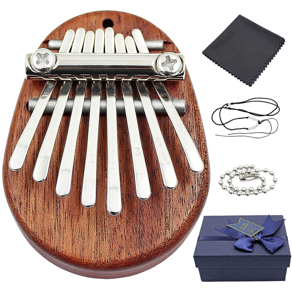 Hordion Kalimba Thumb Piano 8 Keys Mini Portable Wooden Finger Mbira Instrument with Lanyard for Kids and Adults Beginners