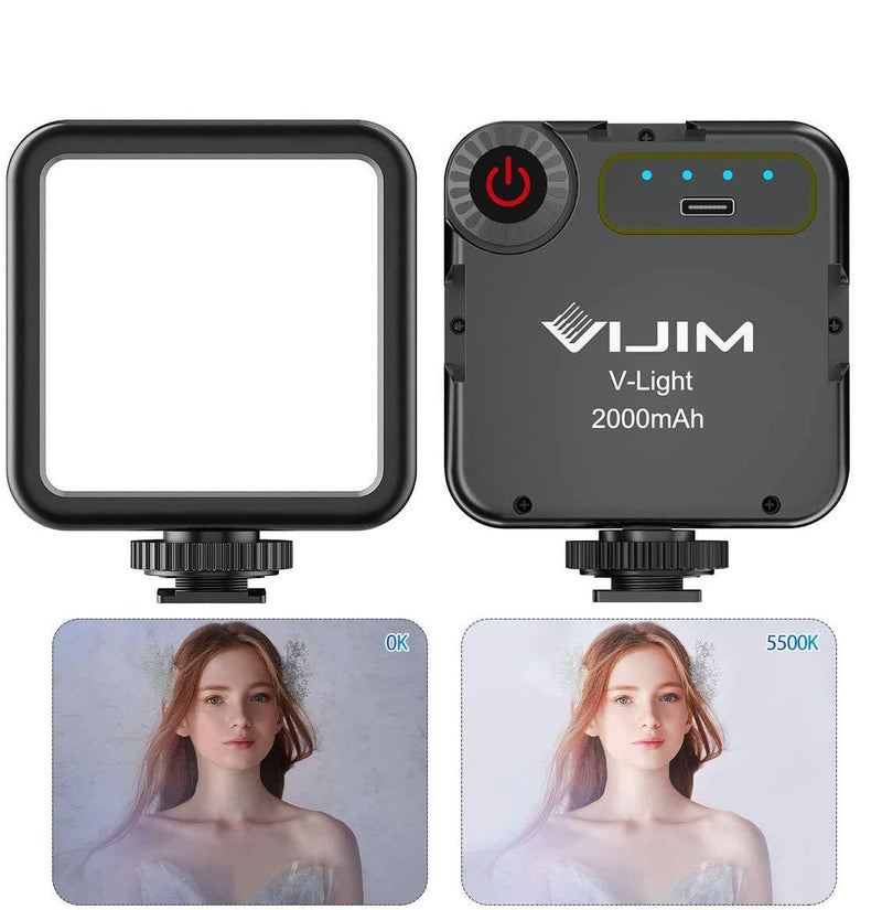 Upgraded Soft Video Light, VIJIM V-Light Pocket LED Video Lighting CRI95+ 2000mAh Rechargeable on Camera Panel Vlog for GoPro 8 7 6 5 DJI OSMO Mobile 3 Pocket Sony RX100 VII a6400 Canon G7X Mark III