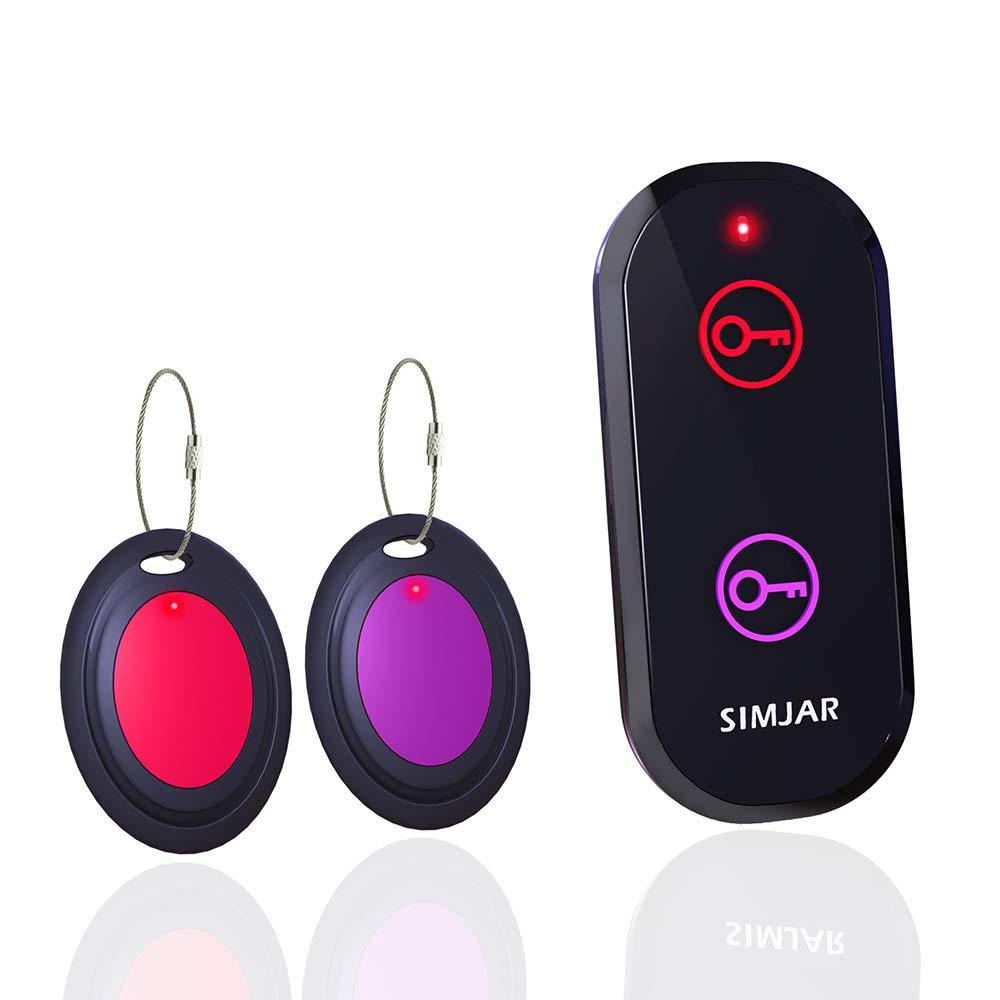 Basic Key Finder with 2 Receivers & 1 Remote, Simjar Wireless Remote Control RF Key Finder Locator Tracker for Keys Wallet Phone Luggage