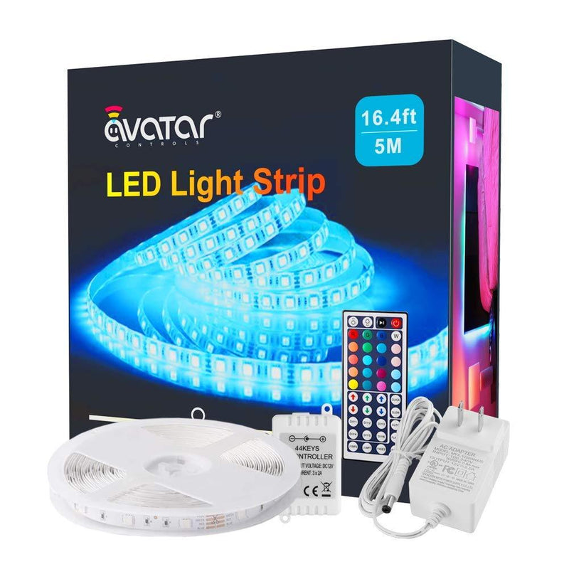 [AUSTRALIA] - Avatar Controls Led Strip Lights with 44 Keys IR Remote - DC12V 16.4ft Dimmable Warm/Cool White/RGB Bright 5050 Color Changing Led Tape Kit for Bedroom, Cupboard, Wine Cabinet, Wardrobe, Staircase 