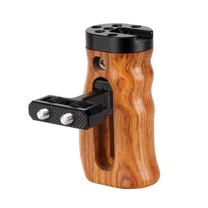 NICEYRIG Wooden Handle with 1/4 Thread, Cold Shoe Applicable for DSLR Camera Cage (Left & Right Side) - 266