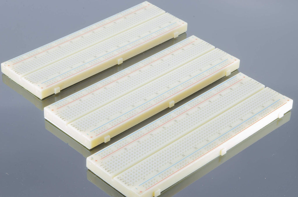 ACROBOTIC 3-Pack White Solderless Full Breadboard 830 Tie Points with 4 Power Rails and Double Sided Tape for Raspberry Pi and Arduino Pins Prototype PCB Board