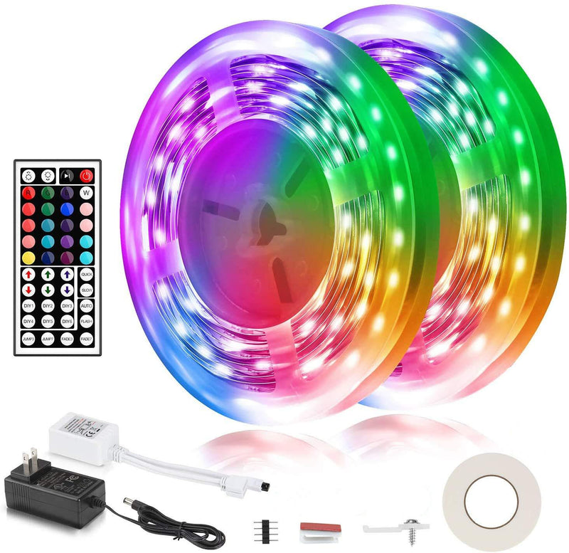 Led Strip Lights, 32.8FT RGB Flexible LED Lights Color Changing 5050 LED Light Strip for Bedroom Room Decoration with Remote Control Connectors Accessories, Non-Waterproof