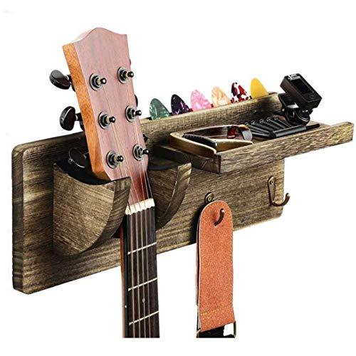 [AUSTRALIA] - TODALE Guitar Wall Mount Guitar Wall Hanger Wood Guitar Hanging Rack with Pick Holder and 3 Hook (Sandalwood Grey Color) Sandalwood Grey Color 