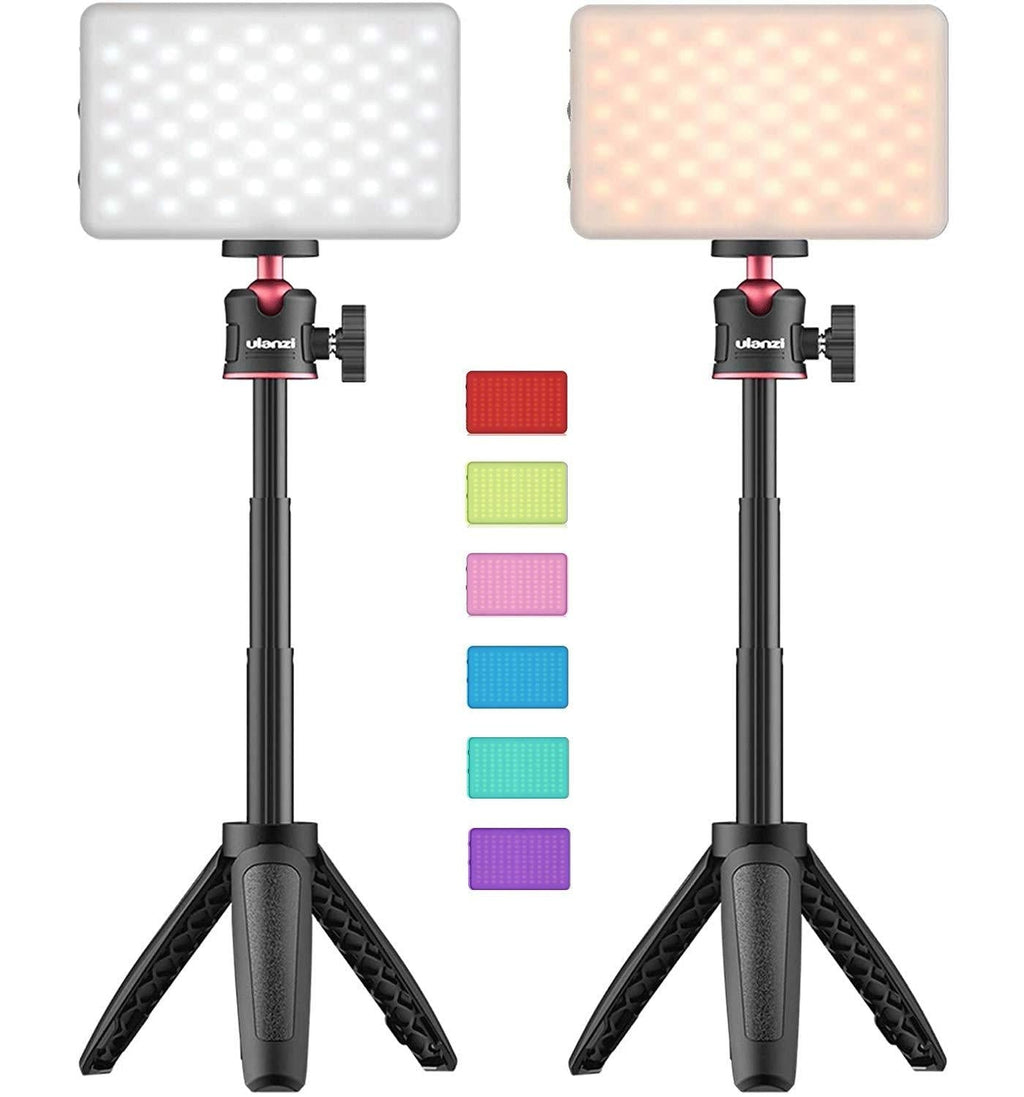 VIJIM 2 Pieces Bi-Color 120 LED Video Light Tripod Kit Mini Panel Light 3200-5600K Dimmable Light w Built-in Rechargeable 3100mAh Li-Ion Battery for Photo Studio YouTube Video Shooting, Live Stream