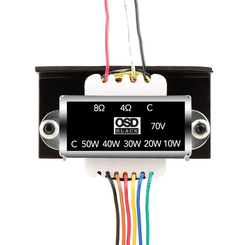 OSD Black 70V Commercial Distribution in-Line Matching Indoor Transformer (50W) 50W