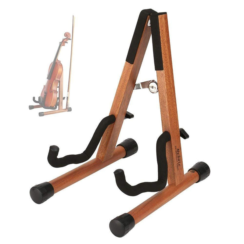 Neboic Ukulele Stand, Wood Violin Stand with bow holder, Wooden Stand for Mini Small Guitars, Banjo and Mandolin (Cherry) Cherry