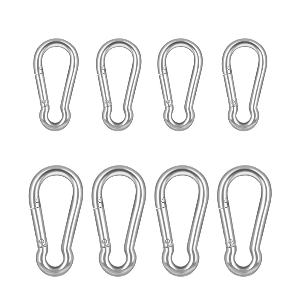 8PCS Stainless Steel Carabiner Clip Spring-Snap Hook - Lotsun ,2Inch M5 2.36 Inch M6 Heavy Duty Carabiner Clips for Keys Swing Set Camping Fishing Hiking Traveling