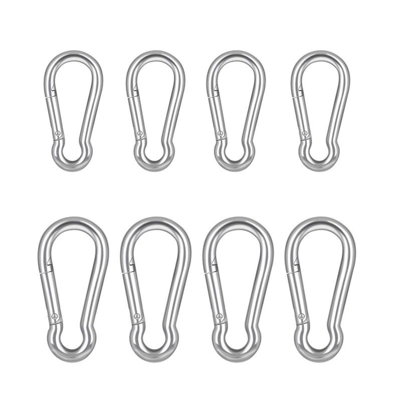8PCS Stainless Steel Carabiner Clip Spring-Snap Hook - Lotsun ,2Inch M5 2.36 Inch M6 Heavy Duty Carabiner Clips for Keys Swing Set Camping Fishing Hiking Traveling