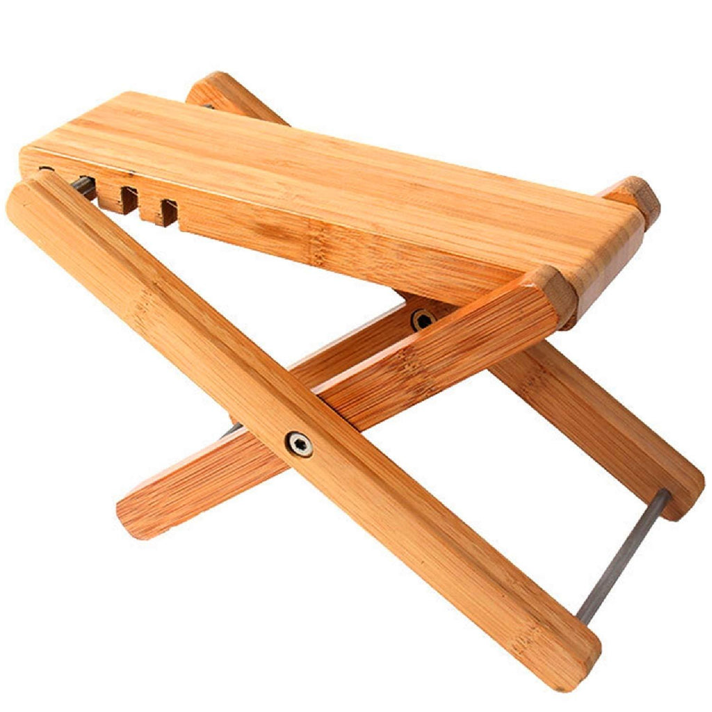 Miwayer Bamboo 4 Gears Adjustable Upscale Guitar Foot Rest Non-slip Foot Stool Foldable Footrest from 4.5" up to 8"，Accessory for Classical Acoustic Guitar Part