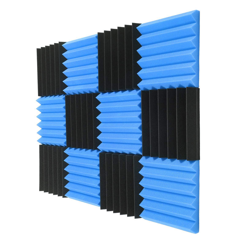 Acoustic Foam Panels 12 Packs Acoustic Panels 2"x12"x12" Sound Proof Foam Panels Music Studio Equipment Recording Studio Equipment 2inch Sound-absorbing Foam Board Wedge Shape(Black/Blue) Blue
