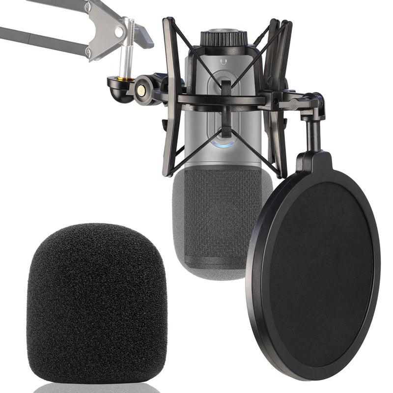 ATR2500X Shock Mount with Pop Filter and Foam Windscreen to Reduce Vibration Noise Matching Mic Boom Arm Stand for Audio-Technica ATR 2500X and ATR2500 USB Condenser Microphone by YOUSHARES