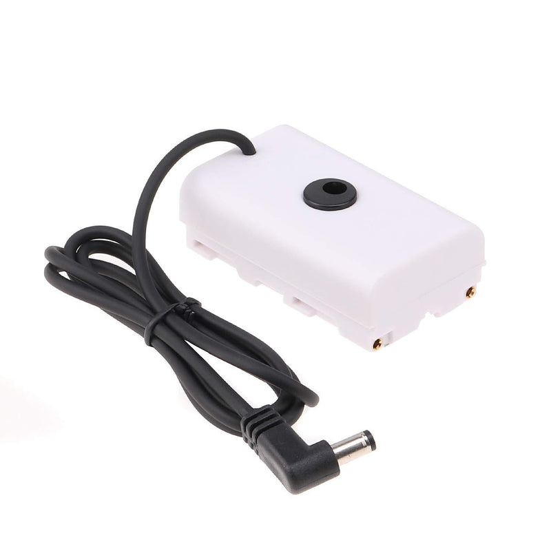 Foto4easy NP-F Dummy Battery DC Coupler with Power Cable for Sony NP-F550/F570/F750/F770 NP-F960 NP-F970 to Power Video LED Light Camera Monitor YN300 II YN-600 W260 5010A CN-126 CN-160 (White) White