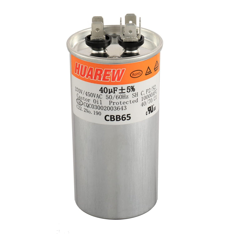 HUAREW 40 uF MFD ±5% 370V /450 V AC CBB65 AC Motor and Fan Starting Round Capacitor 40UF