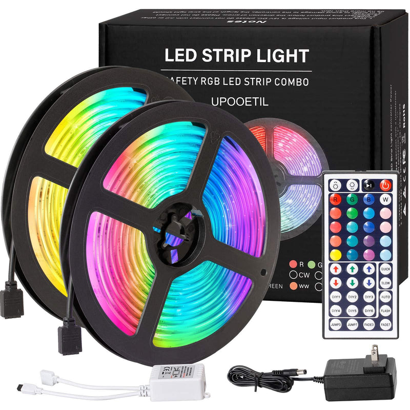 [AUSTRALIA] - UPOOETIL LED Strip Lights, 32.8ft RGB Colored Rope Light Strip Kit with Remote for Room, Bedroom, TV, Ceiling, Cupboard,Party Decoration, Bright 5050, 300 LEDs (2x16.4ft) Rgb 32.8ft 