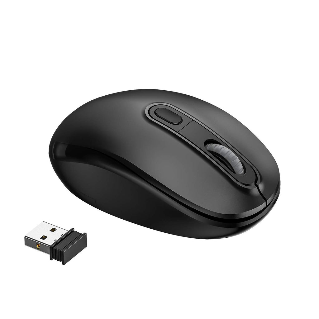 AHGUEP Wireless Mouse, 2.4G Silent Cordless Mouse 3 Adjustable DPI Portable Computer Mobile Optical Noiseless Mice with USB Nano Receiver for Laptop, PC, Tablet, Mac, Notebook (Black) Black